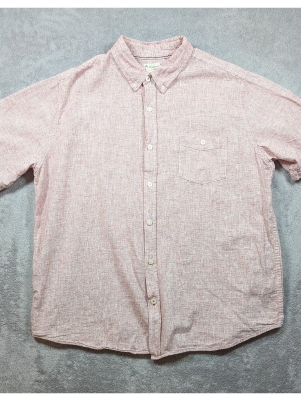 Weatherproof Linen Blend Button Front Shirt Mens XXL Red Summer Resort Casual